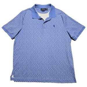Rare Polo Ralph Lauren Mens L Classic Fit Golf Polo Blue‎ Pony Shirt AOP Floral